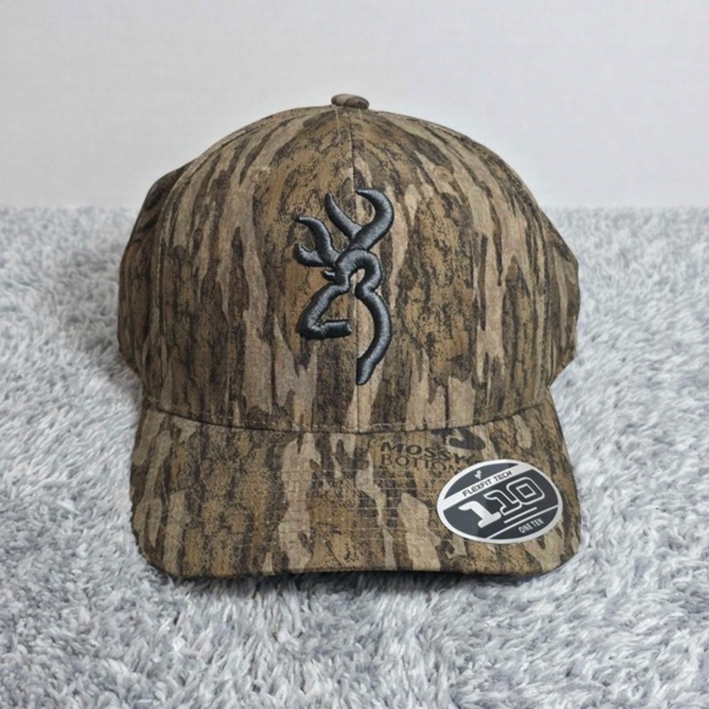 Browning Buckmark‎ Logo Mossy Oak Bottomland Camo Cupped Up Snapback Hat Cap NWT